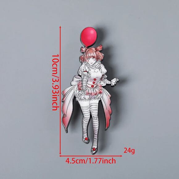 Clown Girl Halloween Horror BIG Enamel Pin-ONLY ONE - Picture 2 of 6